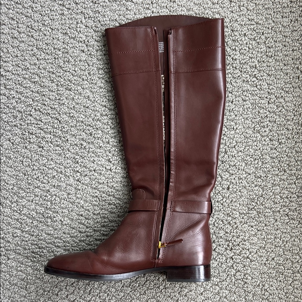 Tory Burch Everly Brown Leather Riding Boots - Picture 4 of 11